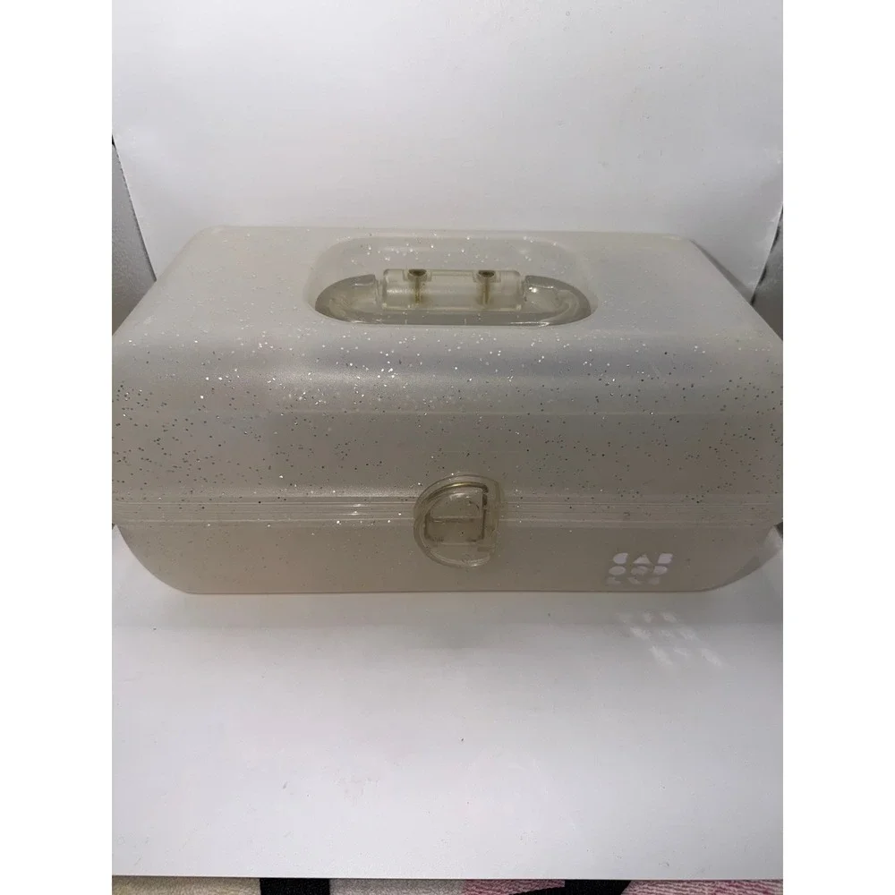 Caboodles OS Clear Silver Glitter Makeup Organizer 80s 90s Y2K Retro Aesthetic
